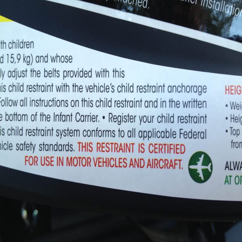 FAA Stickers for Car Seats